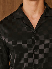 Black Jacquard Square Shirt