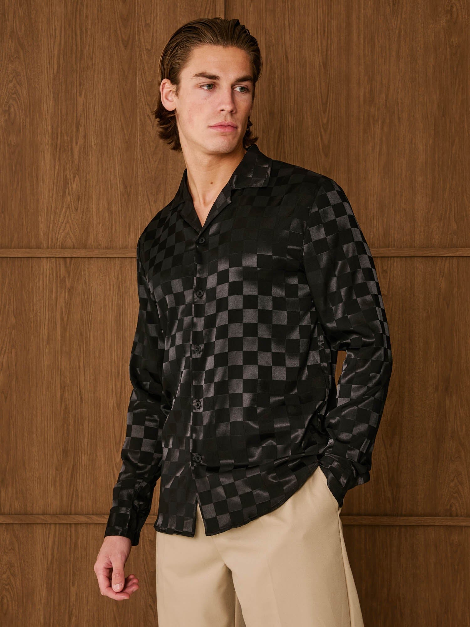 Black Jacquard Square Shirt