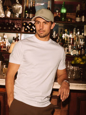 White Crest Logo Embroidered Mercerised T-Shirt