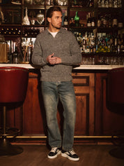 Grey Knitted Open Collar Jumper