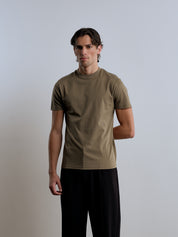 Crest Embroidered Mercerised T-Shirt - Olive
