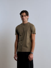 Crest Embroidered Mercerised T-Shirt - Olive