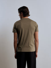 Crest Embroidered Mercerised T-Shirt - Olive