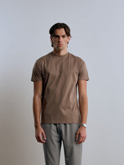 Crest Embroidered Mercerised T-Shirt - Taupe