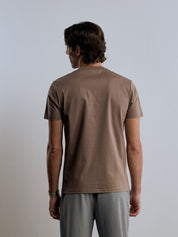Crest Embroidered Mercerised T-Shirt - Taupe