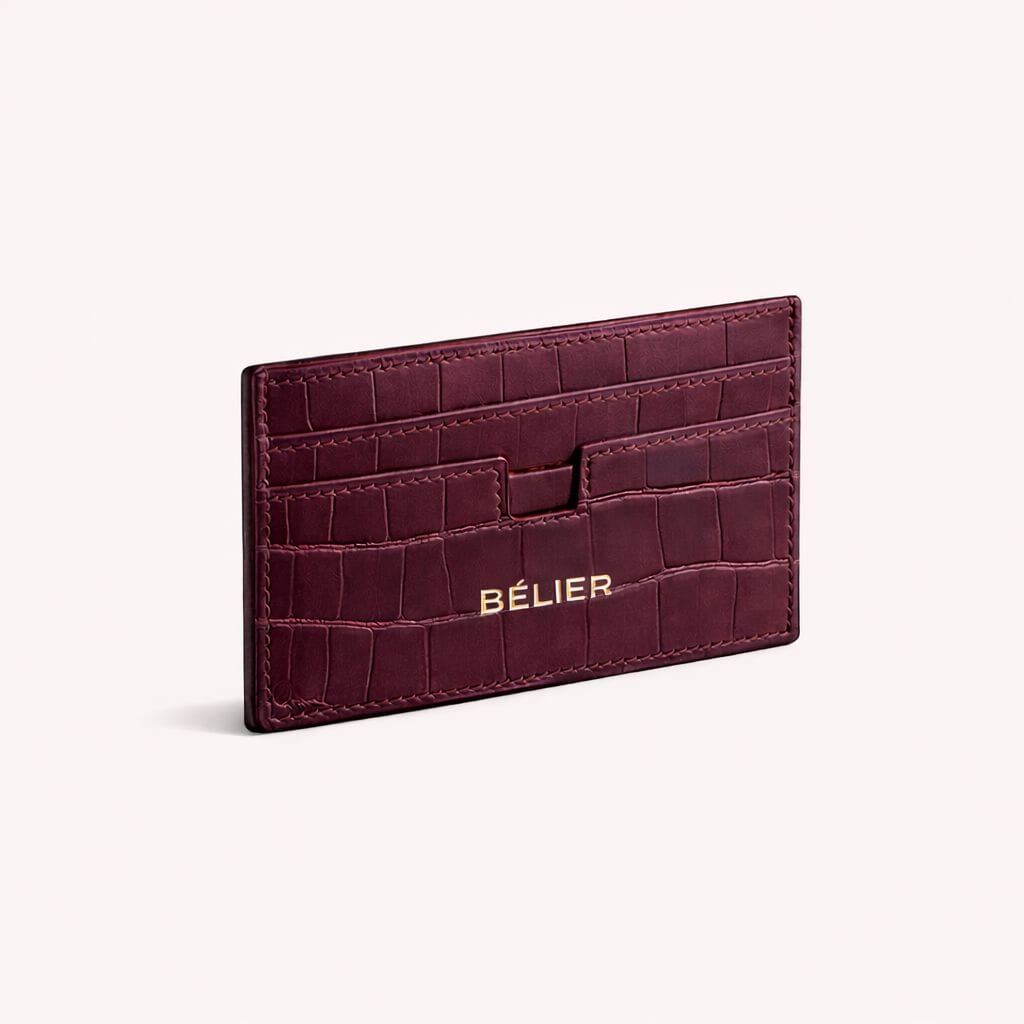 Burgundy Croc Card Holder