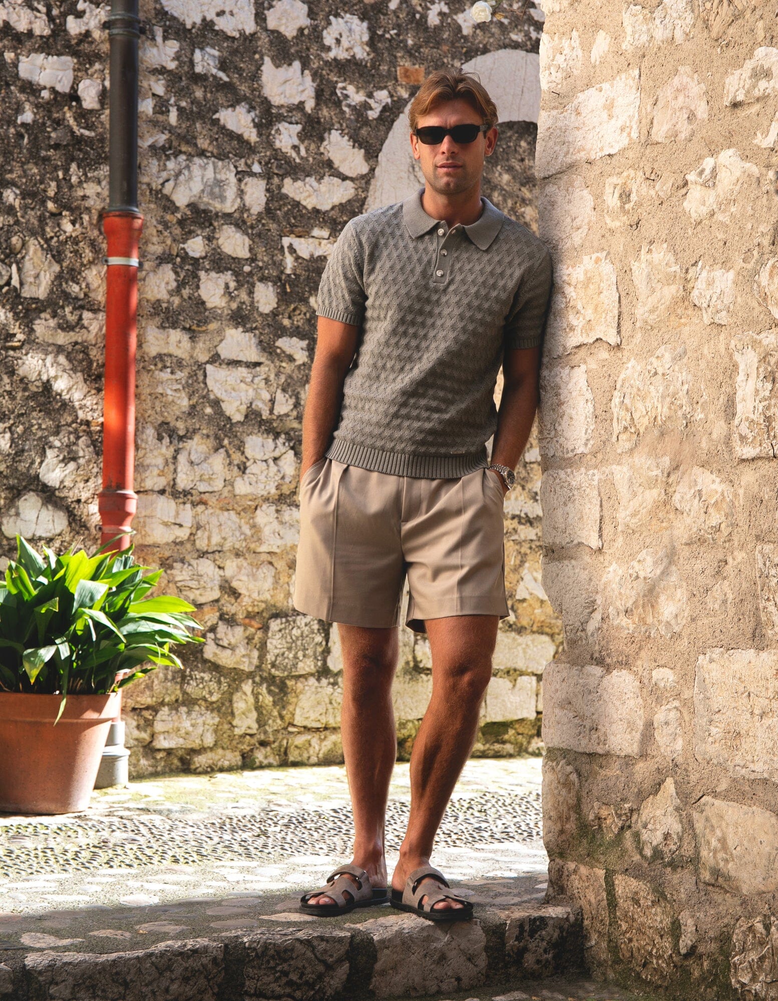 Jacques Diamond Stitch Polo - Sage