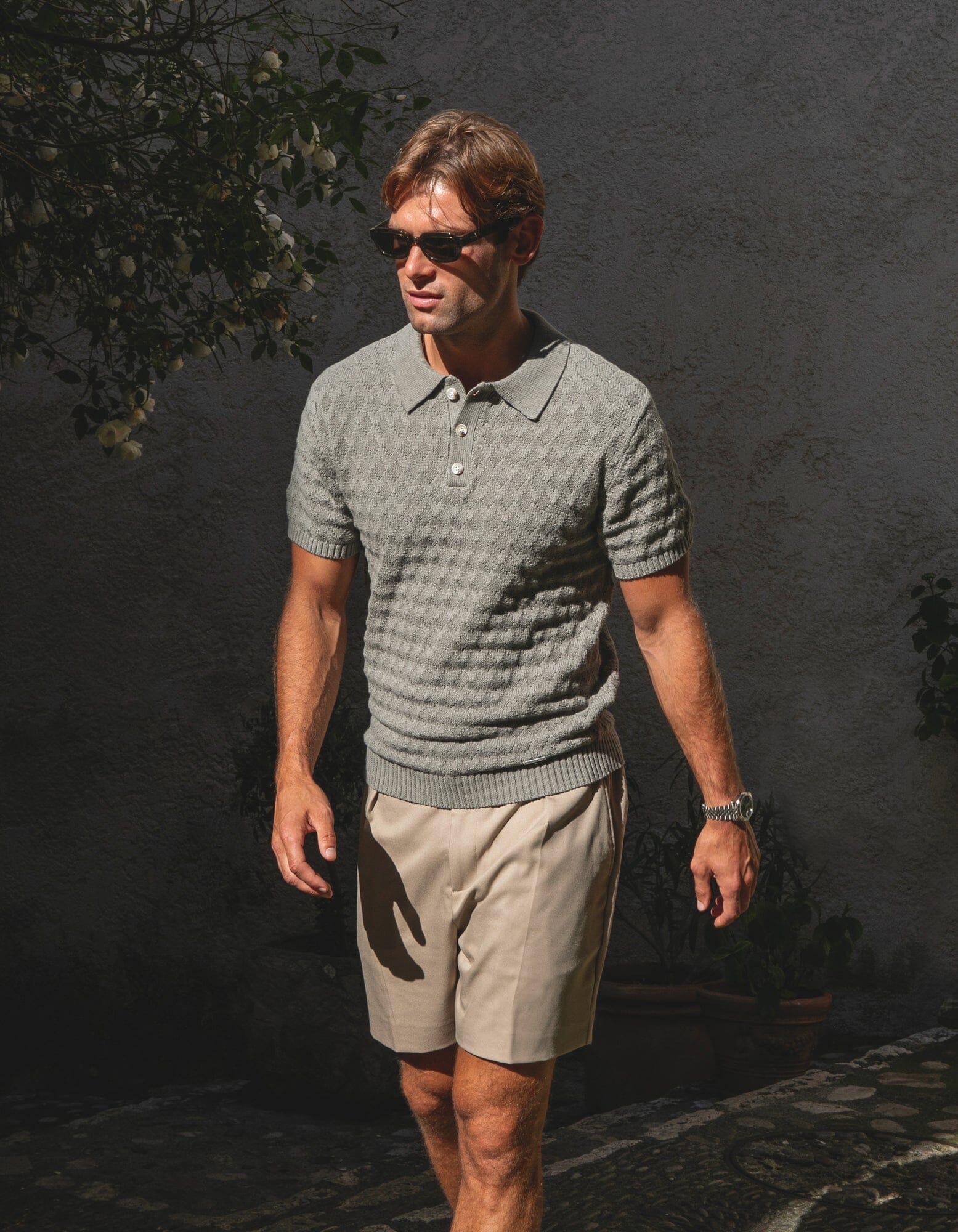 Jacques Diamond Stitch Polo - Sage