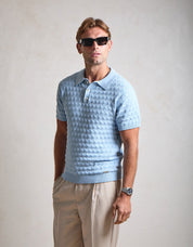 Jacques Diamond Stitch Polo - Sky Blue