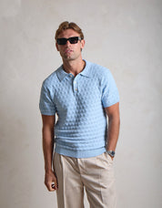 Jacques Diamond Stitch Polo - Sky Blue