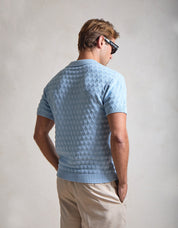 Jacques Diamond Stitch Polo - Sky Blue