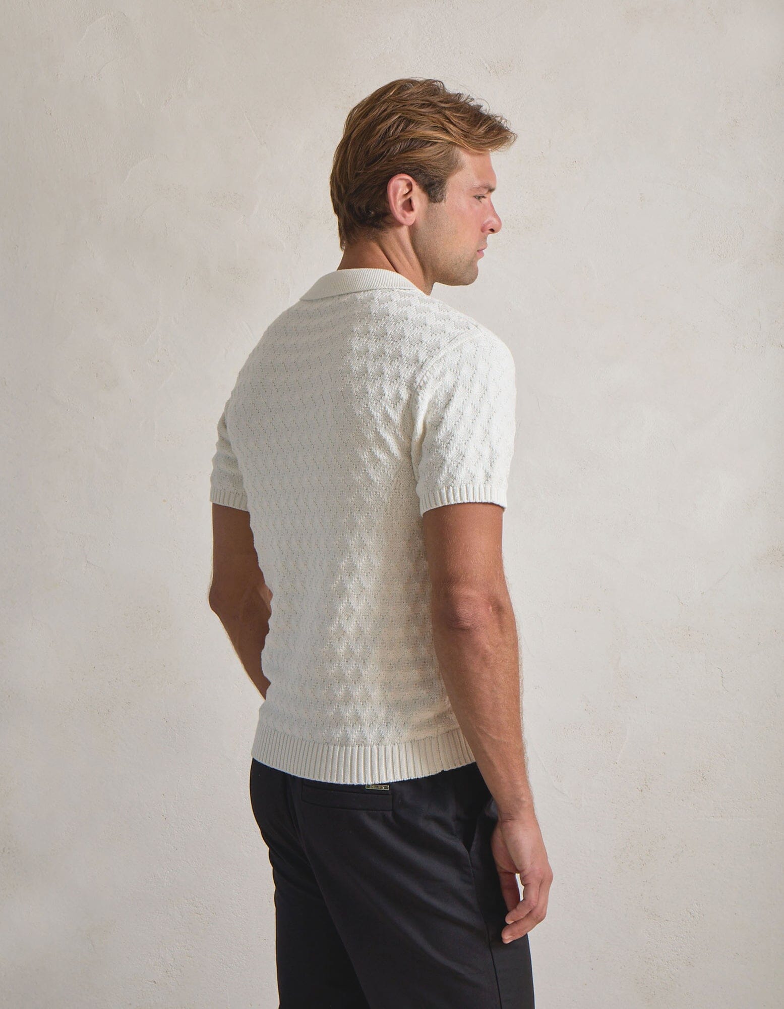 Jacques Diamond Stitch Polo - Ecru