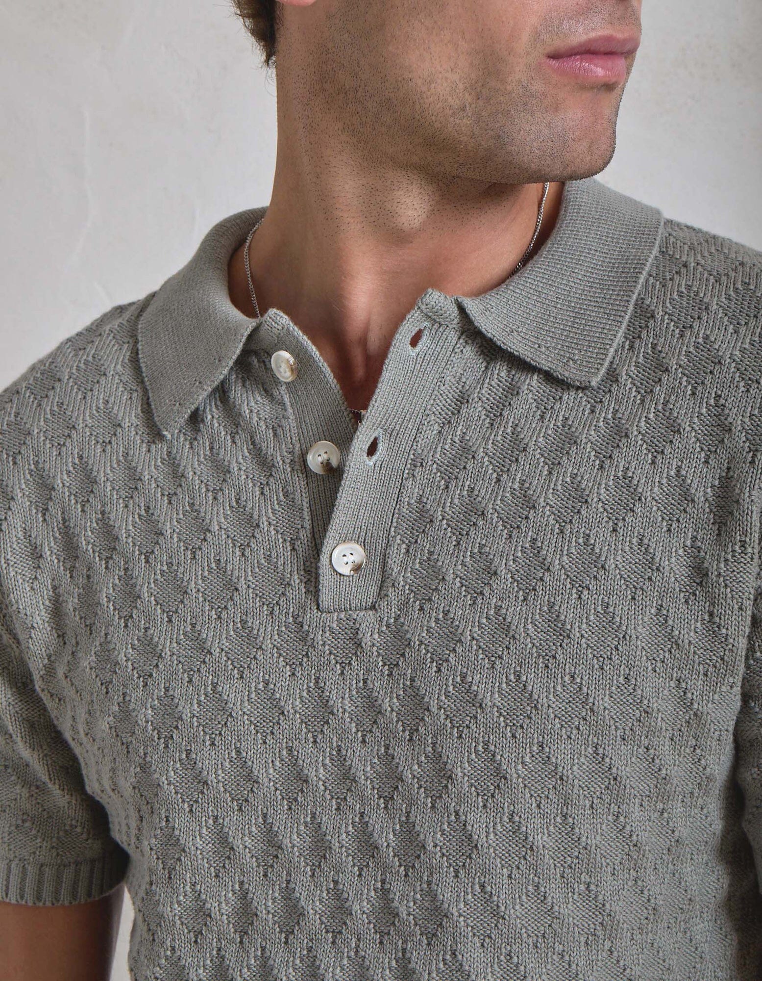 Jacques Diamond Stitch Polo - Sage