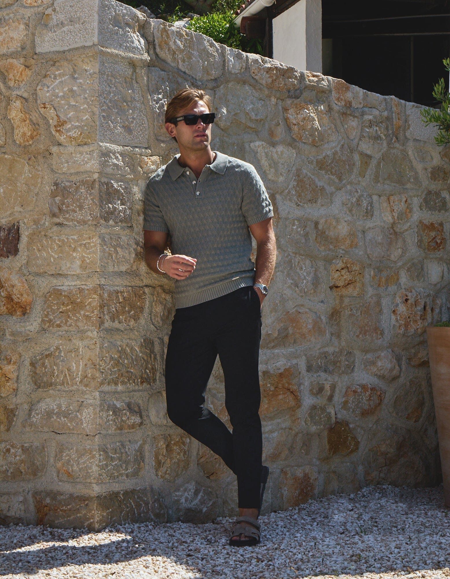 Jacques Diamond Stitch Polo - Sage