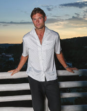 White Jacquard Illusion S/S Shirt
