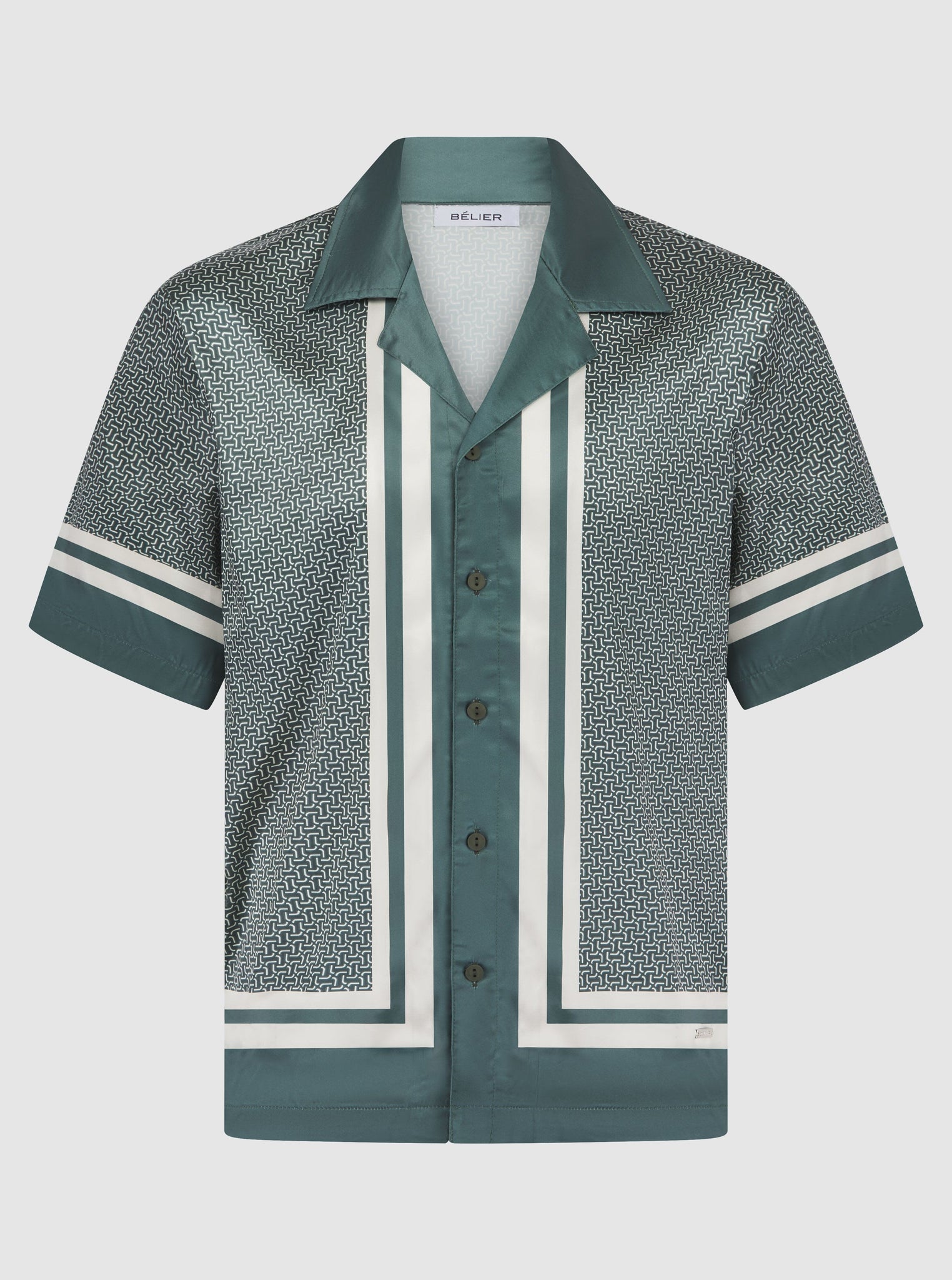 Green/Ecru S/S Printed Resort Shirt