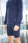 Textured Navy Shorts